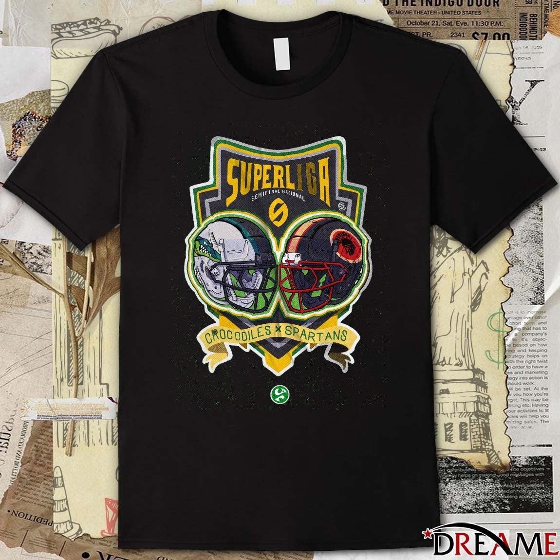 Crocodiles Vs Spartans Superliga Semifinal Nacional 2025 Helmet Logo t-shirt