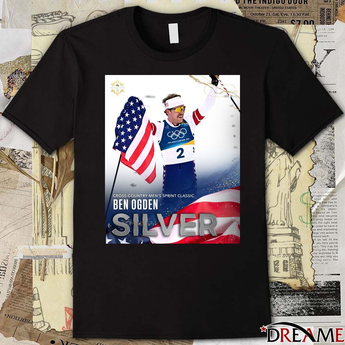 Cross-Country Men’s Sprint Classic Ben Ogden Silver 2026 Poster t-shirt