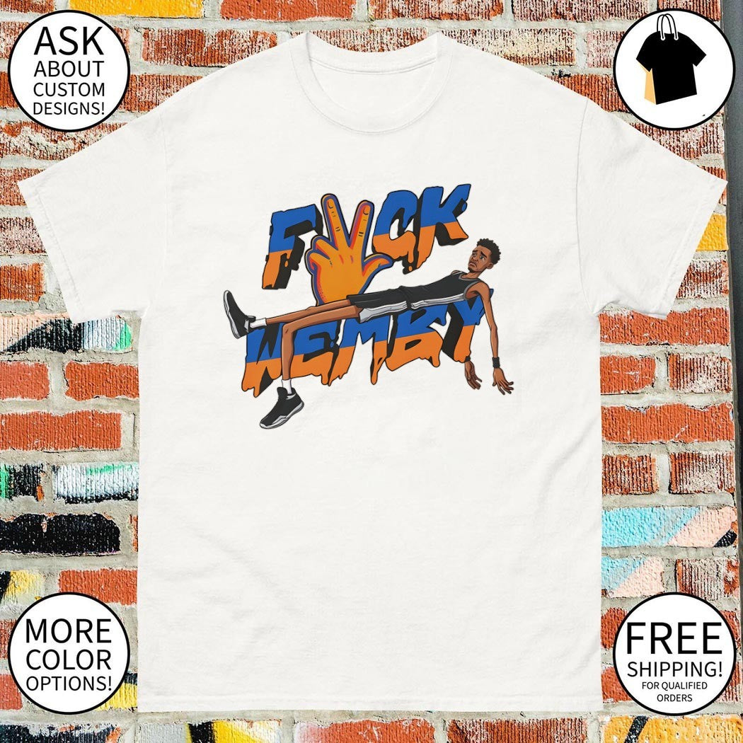 Cry Wemby Fuck Wemby 3 points hand sign Knicks winner shirt