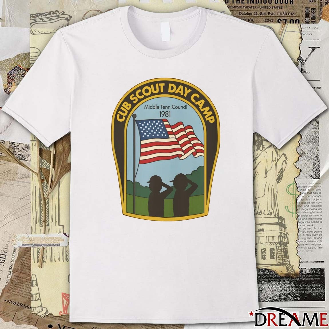 Cub Scout Day Camp Middle Tenn. Council in 1981 American flag t-shirt
