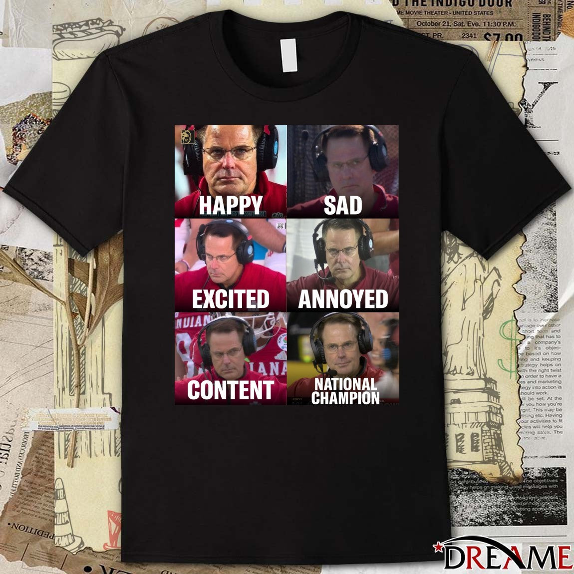 Curt Cignetti Happy Sad Excited Annoyed Content National Champion Meme t-shirt