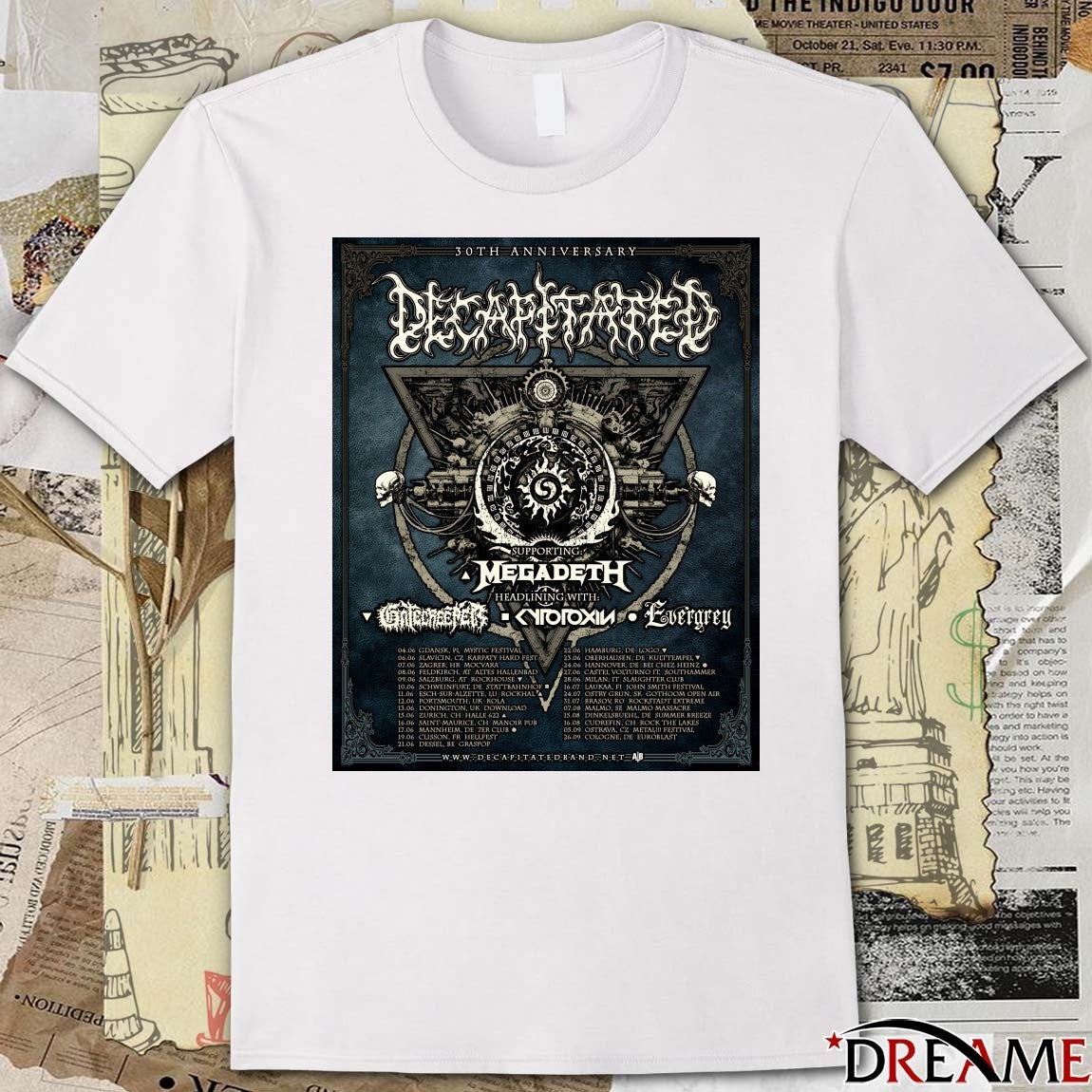 DECAPITATED 30th Anniversary Summer Tour Festivals 04 06 2026 Poland Gdańsk Poster t-shirt