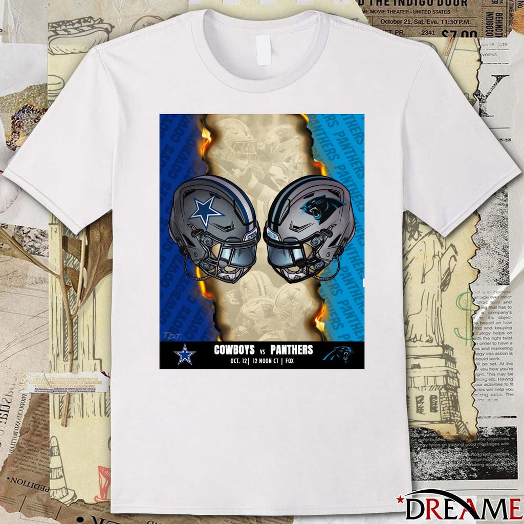 Dallas Cowboys Vs Carolina Panthers October 12 2025 Countdown To Kickoff Poster t-shirt
