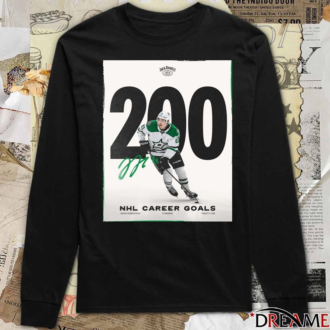 Dallas Stars 200 NHL Career Goals Jason Robertson Signature Poster t-shirt