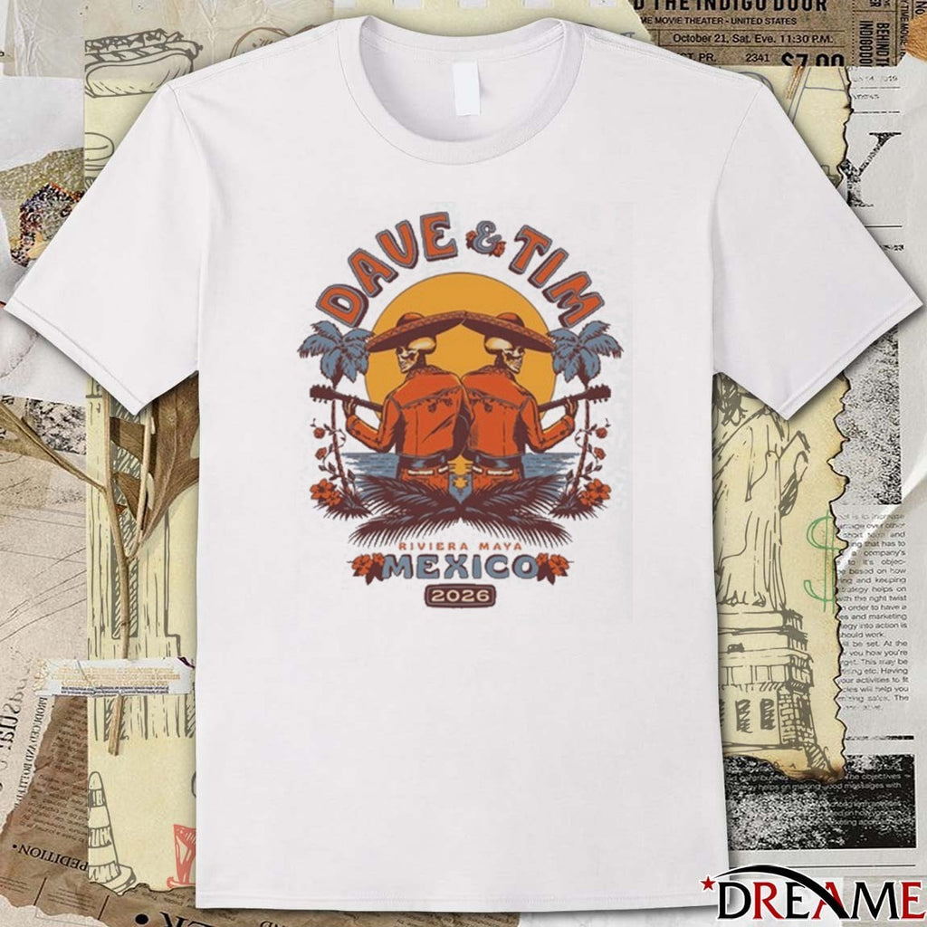 Dave Matthews and Tim Reynolds Mexico Concerts 2026 Skeletons t-shirt