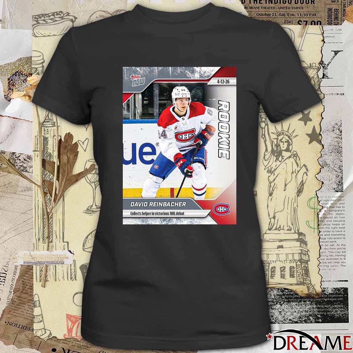 David Reinbacher Collects Helper In Victorious NHL Debut 2025-26 NHL Topps NOW t-shirt
