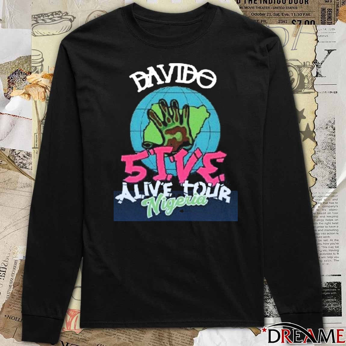 Davido 5ive Alive Tour Nigeria 2025 t-shirt