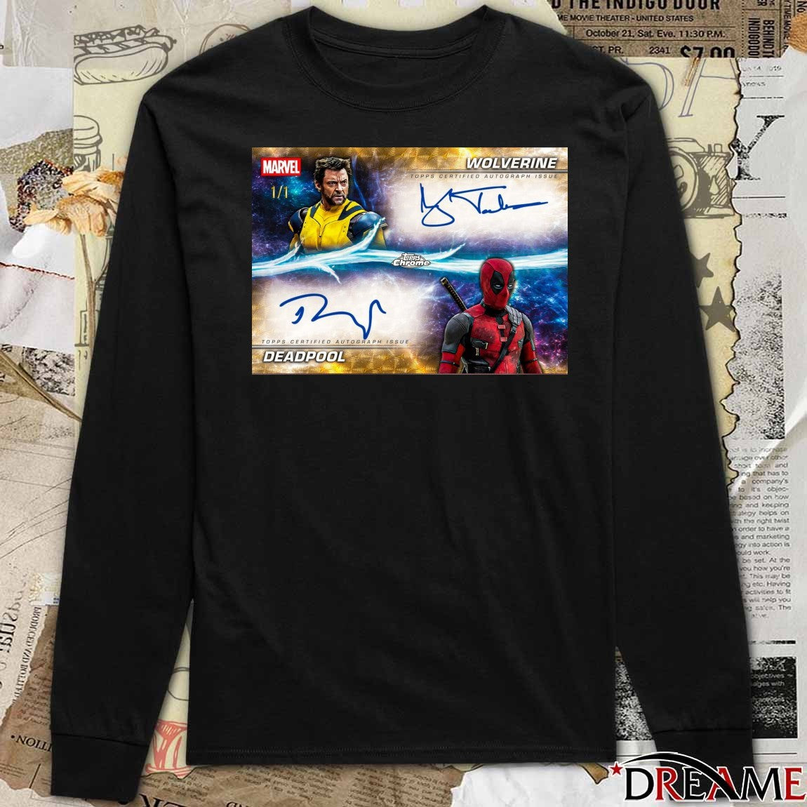 Deadpool & Wolverine Hugh Jackman and Ryan Reynolds Topps Certified Autograph Issue 2025 Signatures t-shirt