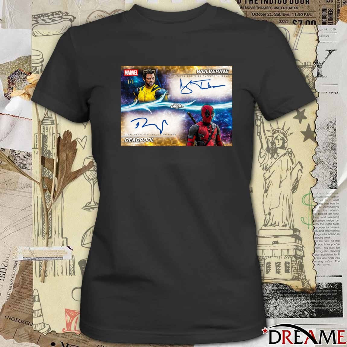 Deadpool & Wolverine Hugh Jackman and Ryan Reynolds Topps Certified Autograph Issue 2025 Signatures t-shirt