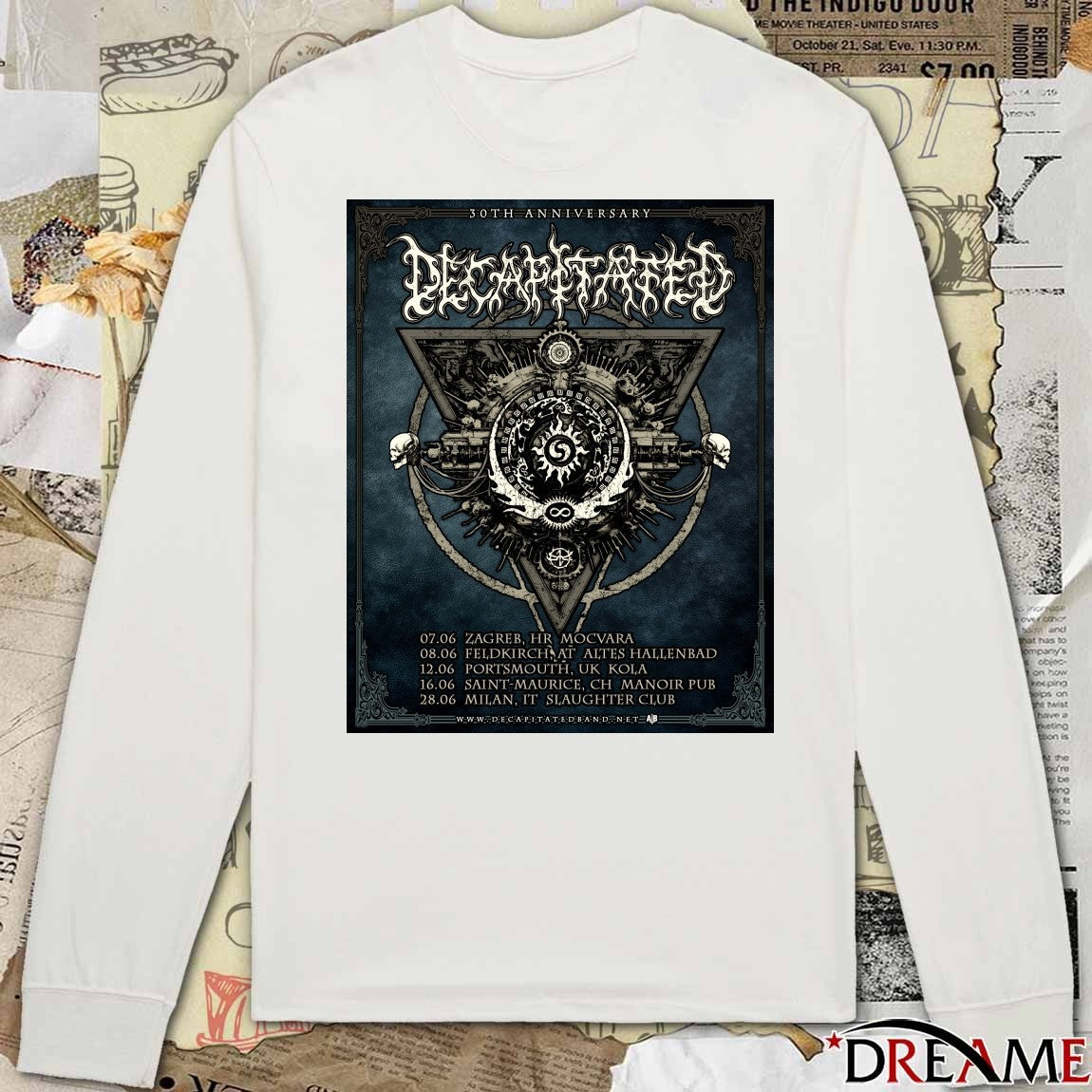 Decapitated 30th Anniversary Summer Tour European tour in June 2026 Poster t-shirt