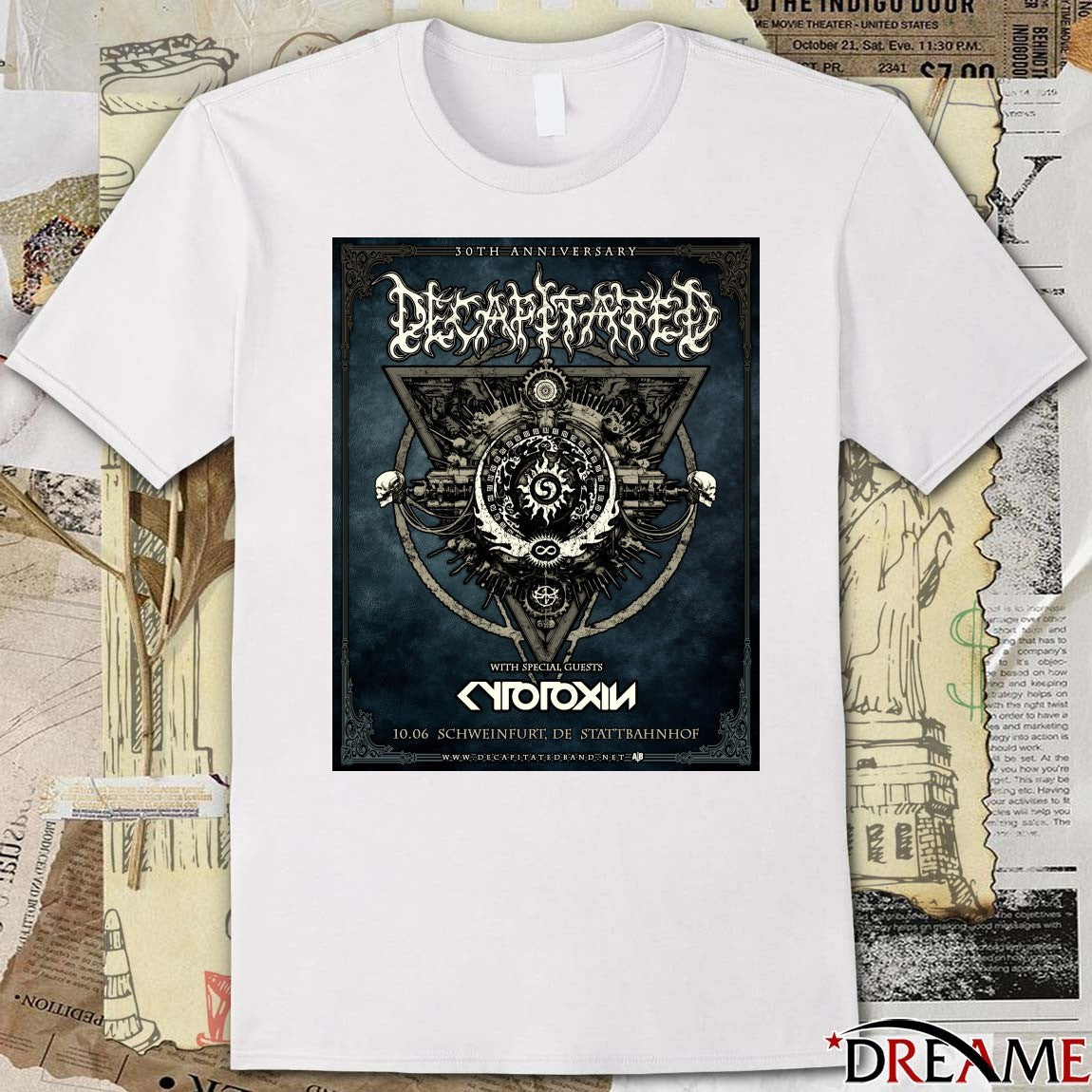 Decapitated 30th Anniversary Summer Tour October 6th 2026 Stattbahnhof in Schweinfurt, Germany Poster t-shirt