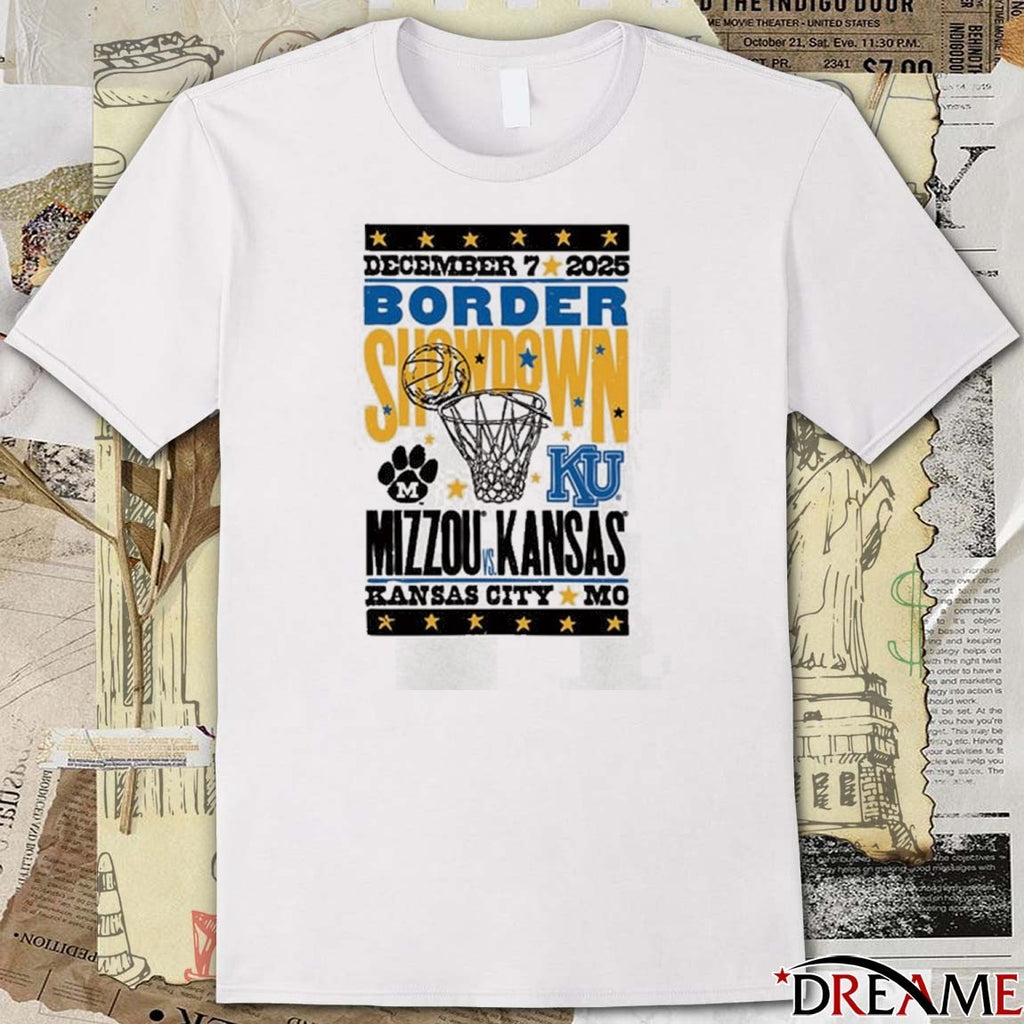 December 7 2025 Border Showdown Kansas Jayhawks vs Missouri Tigers Basketball Kansas City MO t-shirt