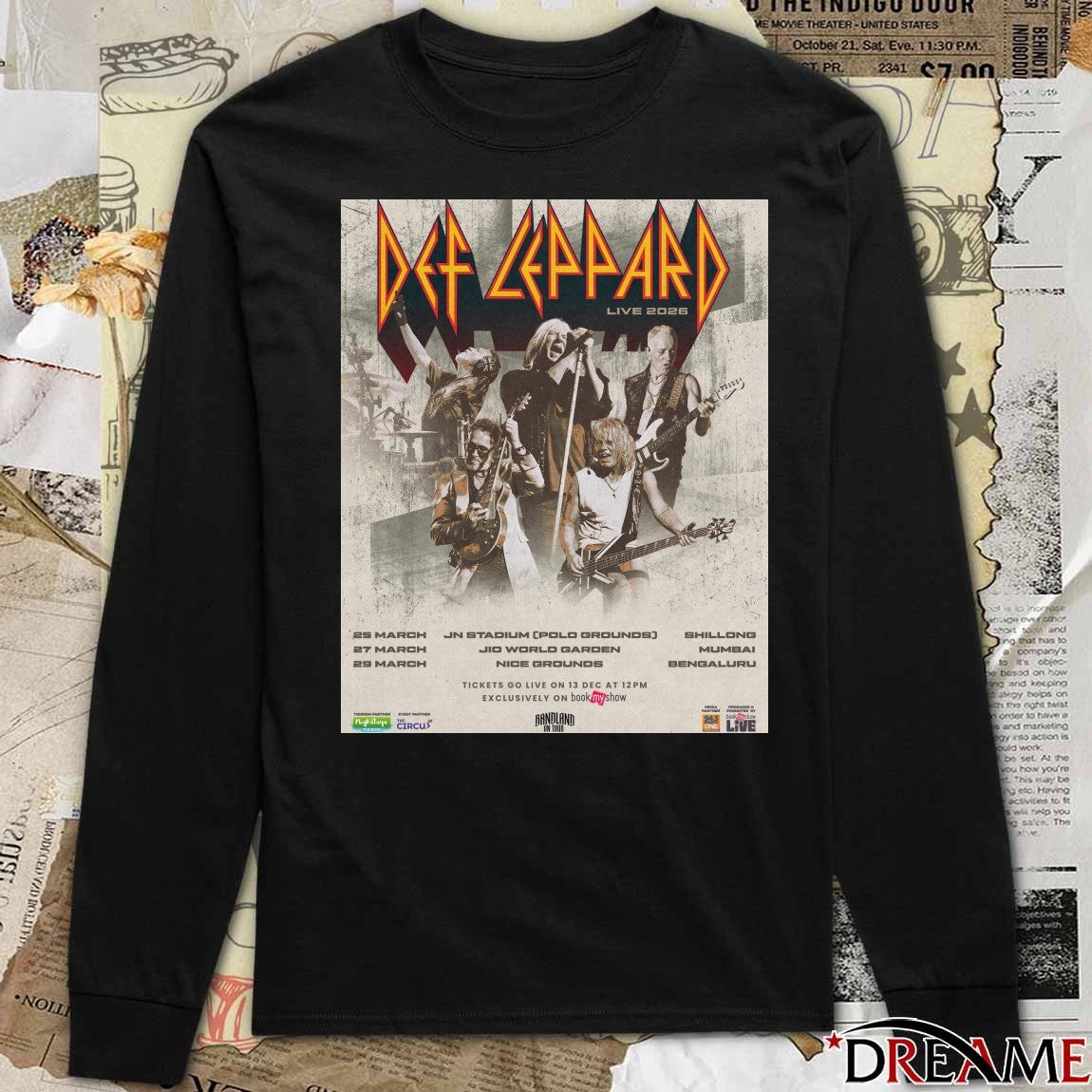 Def Leppard 2026 India Tour March 25, 27, and 29 Shillong, Mumbai, and Bengaluru Poster t-shirt