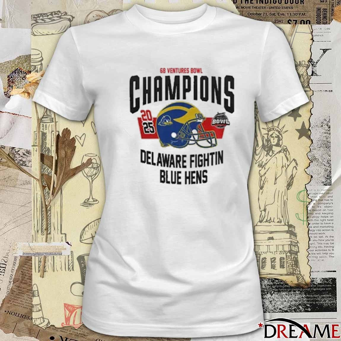 Delaware Fightin’ Blue Hens 68 Ventures Bowl Champions 2025 Helmet t-shirt