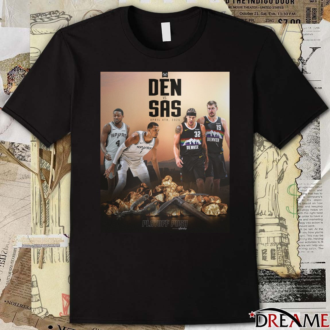 Denver Nuggets vs San Antonio Spurs April 4th, 2026 Playoff Push t-shirt