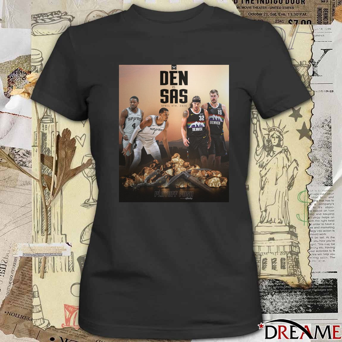 Denver Nuggets vs San Antonio Spurs April 4th, 2026 Playoff Push t-shirt