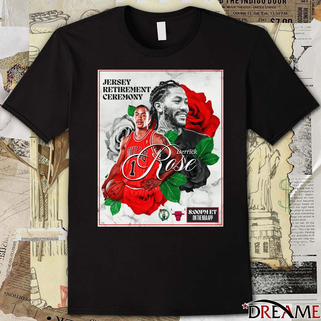 Derrick Rose Jersey Retirement Ceremony Chicago Bulls Poster t-shirt