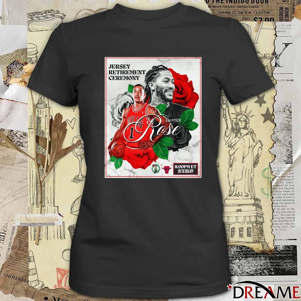 Derrick Rose Jersey Retirement Ceremony Chicago Bulls Poster t-shirt