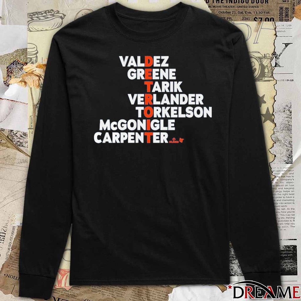 Detroit Names 2026 Valdez Greene Tarik Verlander Torkelson McGonigle Carpenter t-shirt