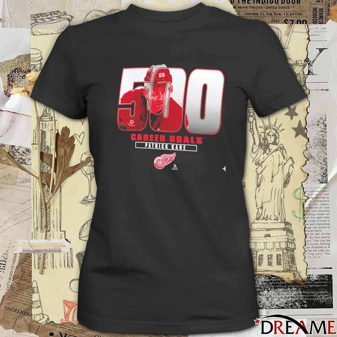 Detroit Red Wings Patrick Kane Gray 500 Career Goals Milestone t-shirt