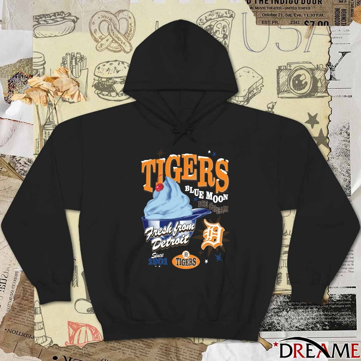 Detroit Tigers Blue Moon Ice Cream Fresh Form Detroit Sine 1910 Fanart t-shirt