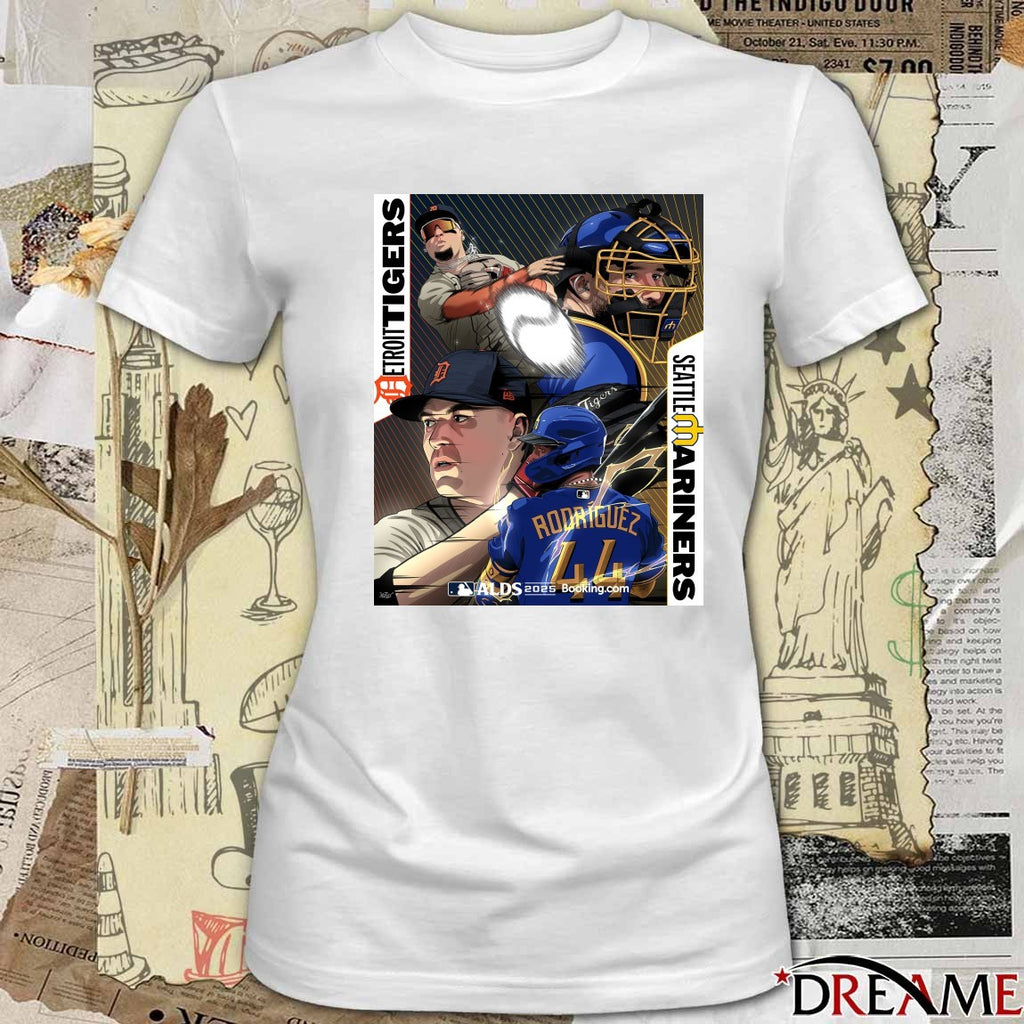 Detroit Tigers Vs Seattle Mariners 2025 American League Division Series ALDS Art Poster t-shirt