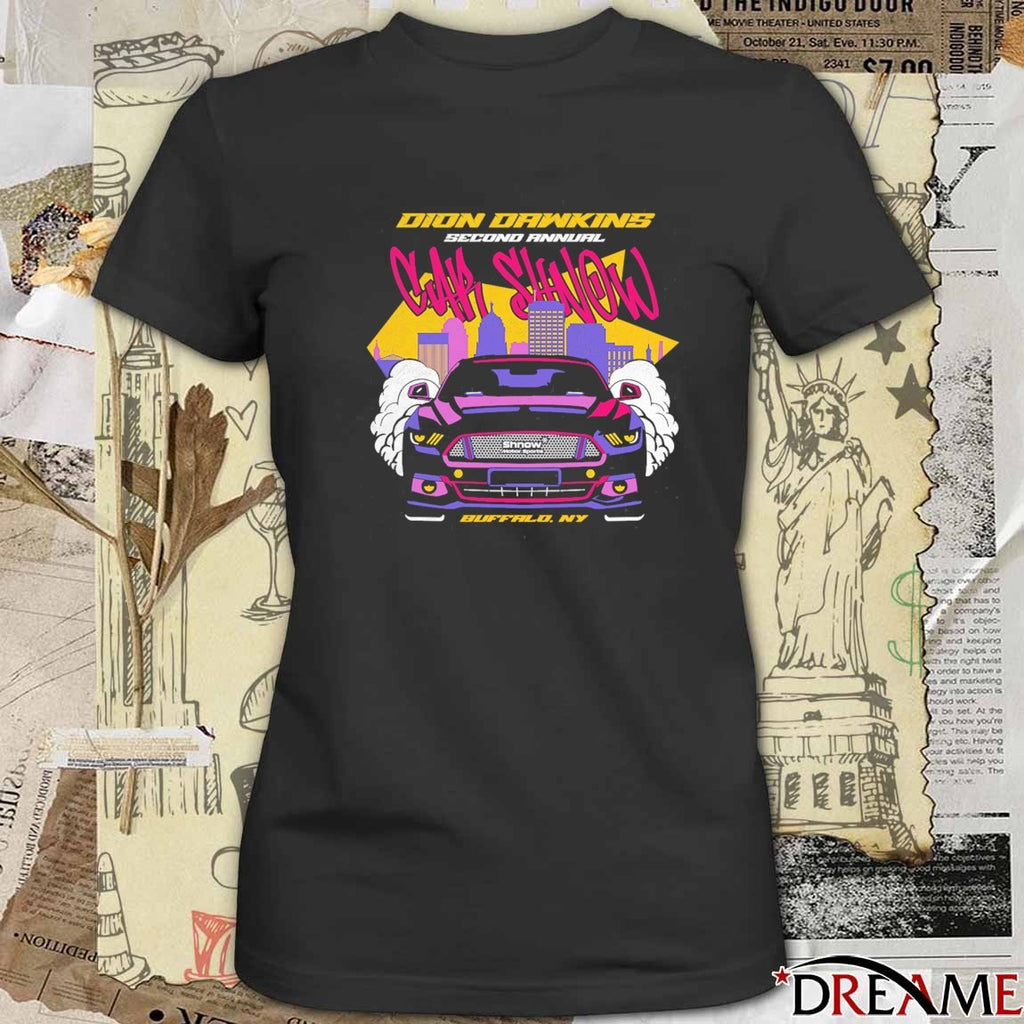 Dion Dawkins Wearing 2025 Dion Dawkins Second Annual Car Shnow Shnow Motorsports Buffalo NY t-shirt