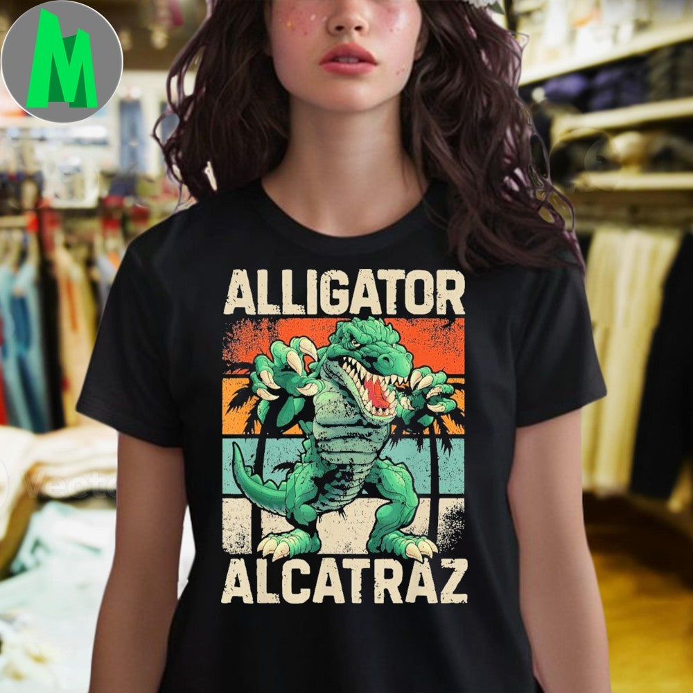 Distressed Alligator Alcatraz Sunset Shirt