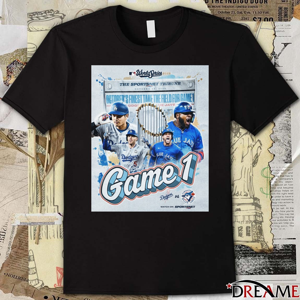 Dodgers vs. Blue Jays Game 1 World Series MLB Capital One The Sportsnet Tribune 10.24.2025 Poster t-shirt
