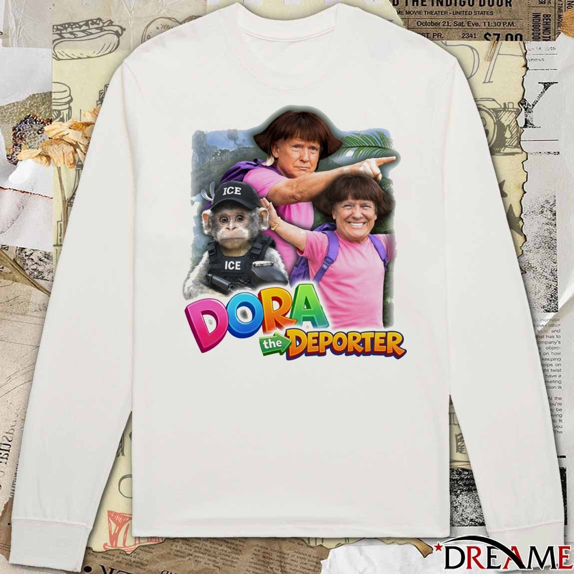 Dora The Deporter Trumps and Monkey Happy Presidents’ Day Meme t-shirt
