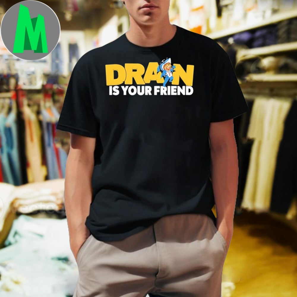 Drain Is Your Kewpie Friend Shark Mascot Graphic T-Shirt