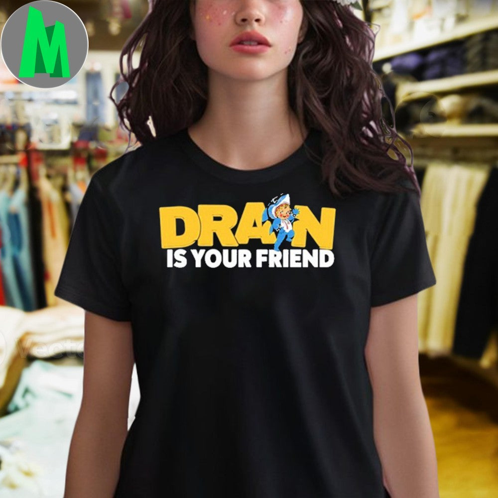 Drain Is Your Kewpie Friend Shark Mascot Graphic T-Shirt