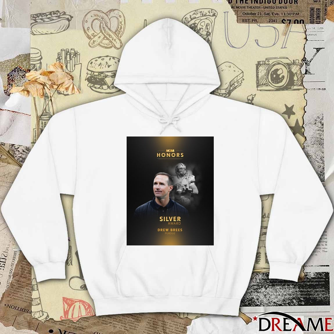 Drew Brees Purdue NCAA Honors Silver Anniversary Award Poster t-shirt