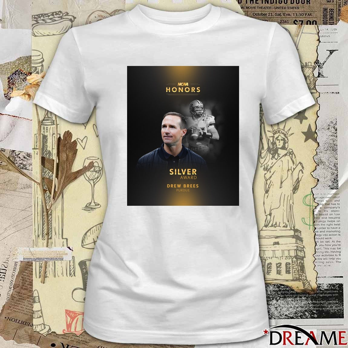 Drew Brees Purdue NCAA Honors Silver Anniversary Award Poster t-shirt