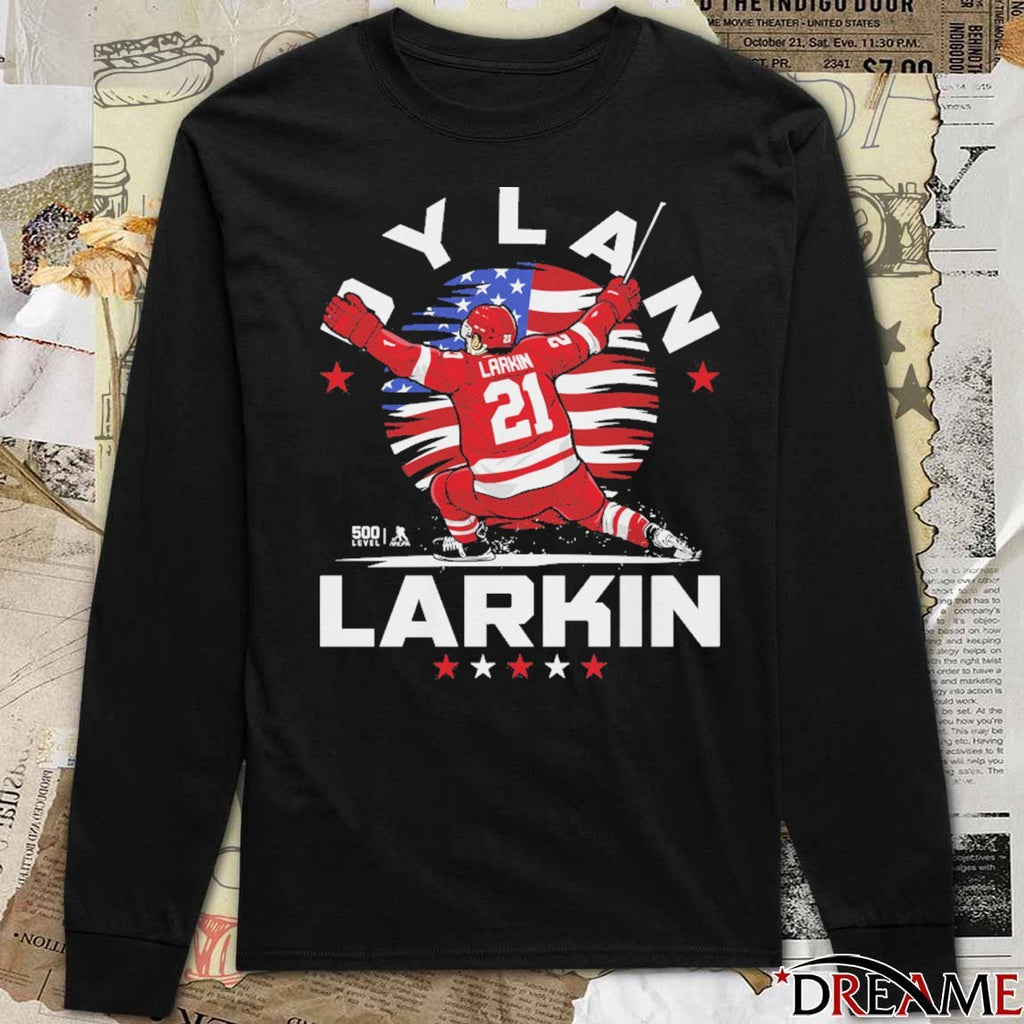 Dylan Larkin Detroit Red Wings Hockey USA Flag Celebration t-shirt