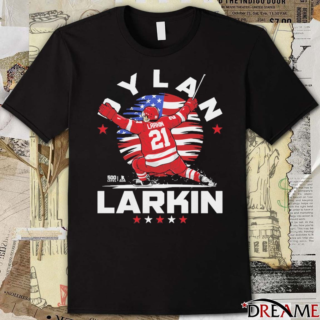 Dylan Larkin Detroit Red Wings Hockey USA Flag Celebration t-shirt