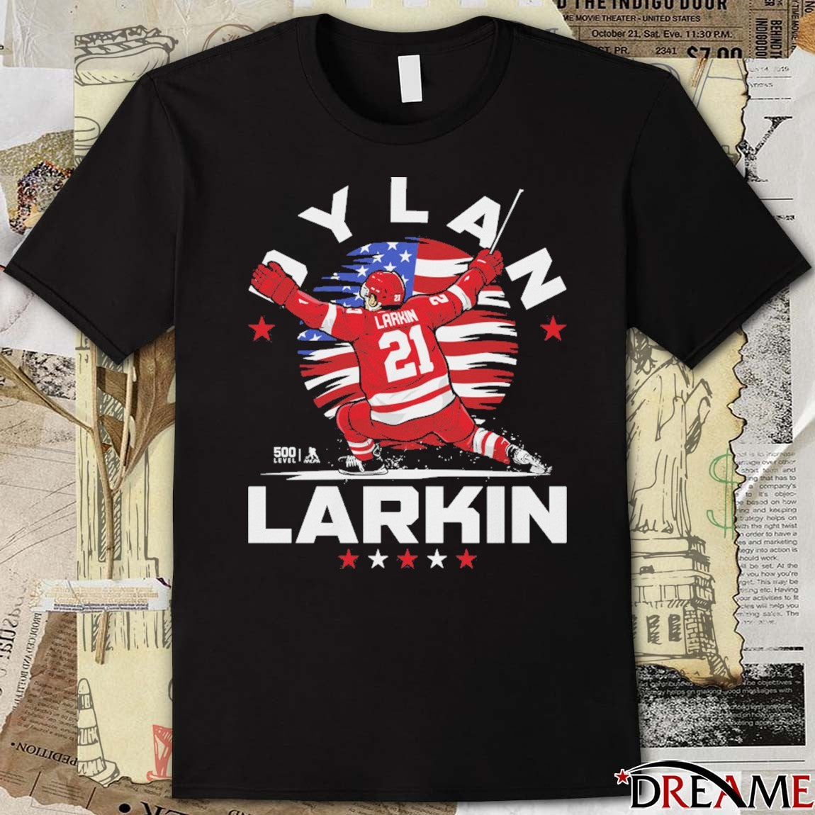 Dylan Larkin Detroit Red Wings Hockey USA Flag Celebration t-shirt