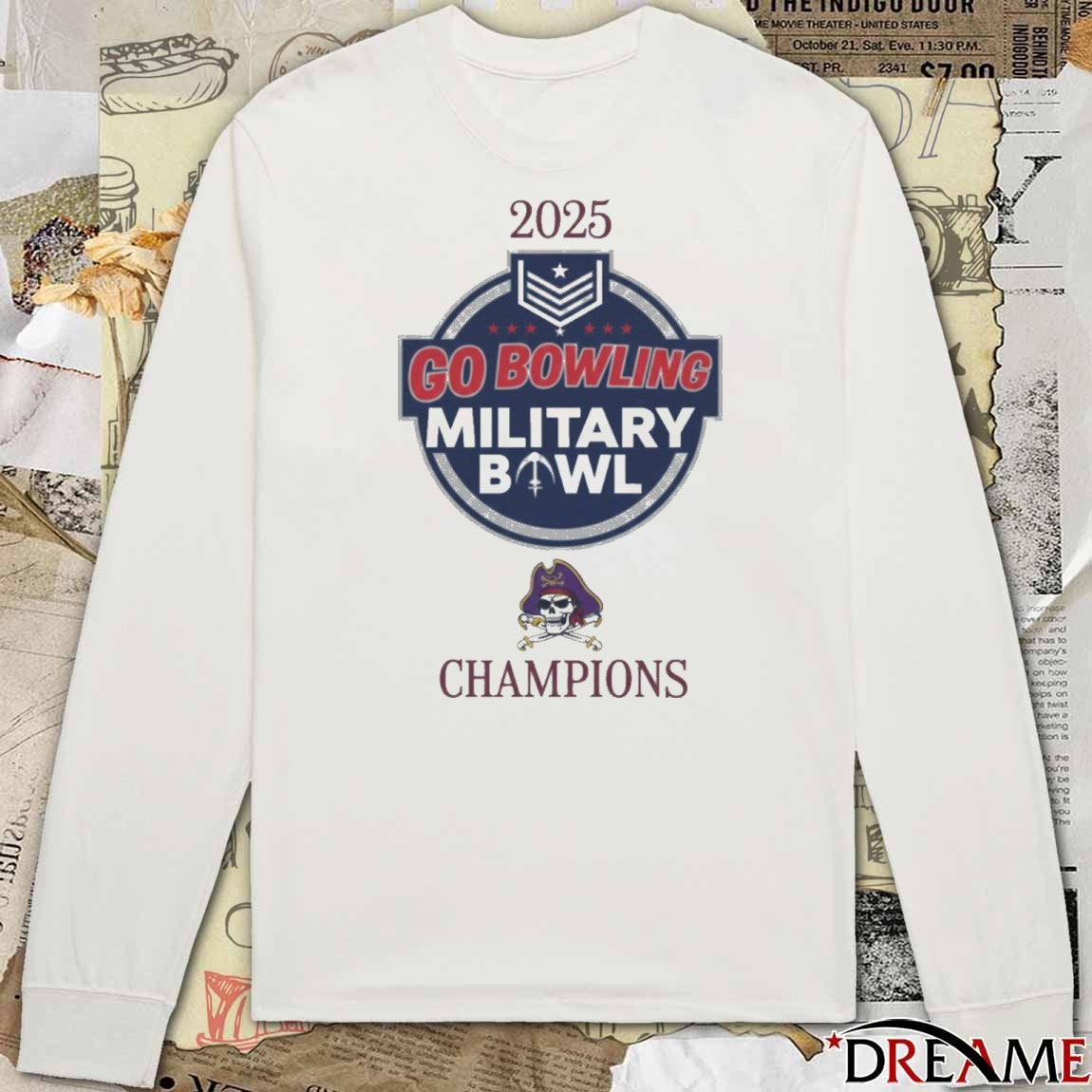 ECU East Carolina Pirates 2025 Go Bowling Military Bowl Champions t-shirt