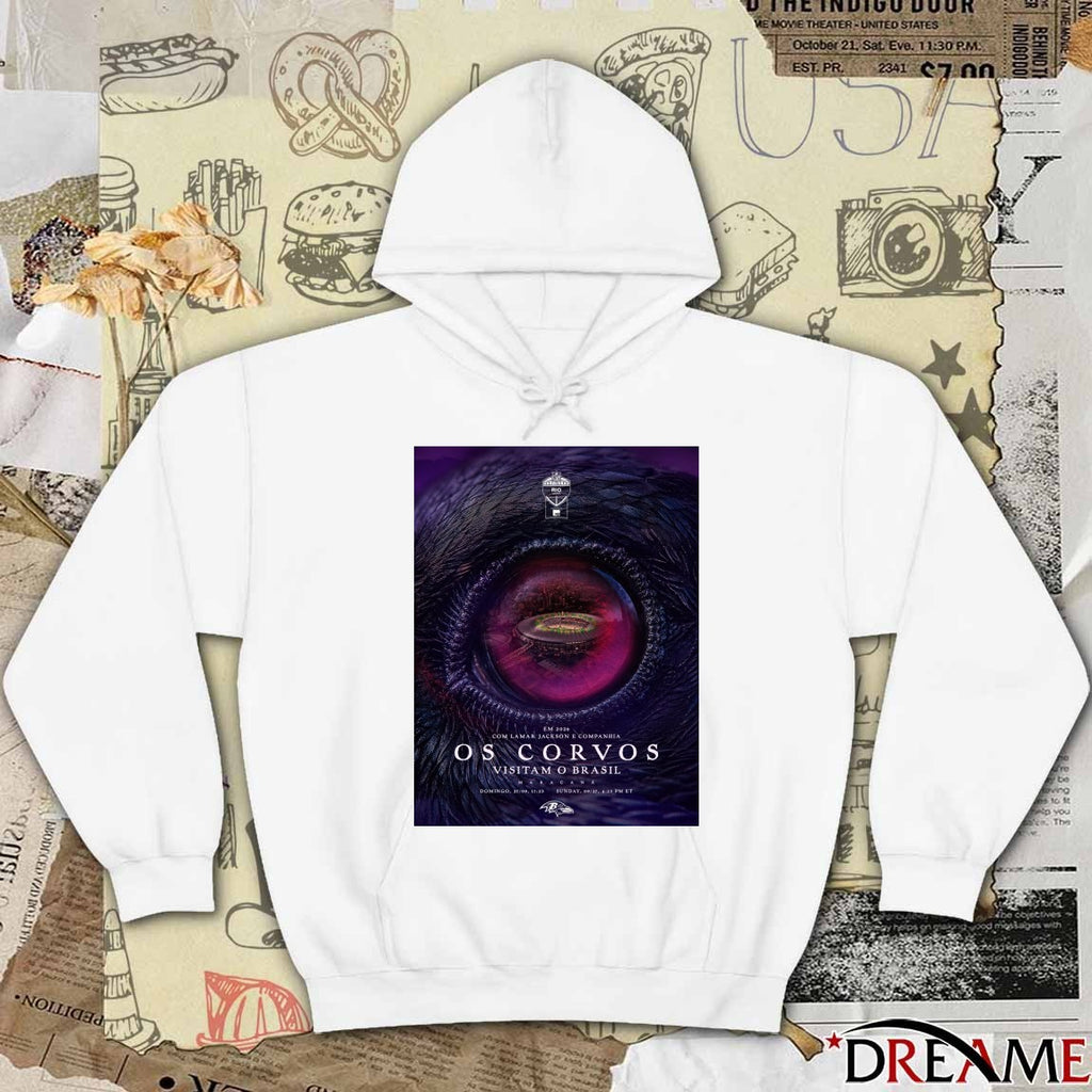 EM 2026 Com Lamar Jackson E Companhia OS Corvos Visitam O Brasil Maracana Poster t-shirt