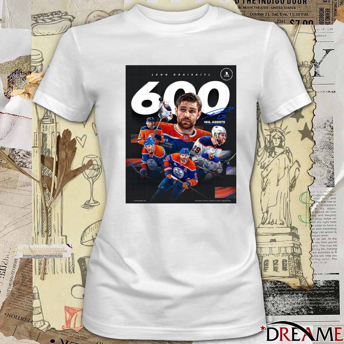 Edmonton Oilers Leon Draisaitl 600 NHL Assists Signature Poster t-shirt