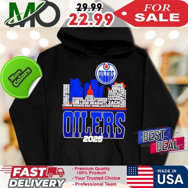 Edmonton Oilers Skyline Players Name And City 2025 Shirt