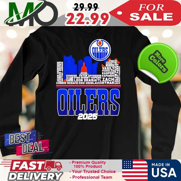 Edmonton Oilers Skyline Players Name And City 2025 Shirt