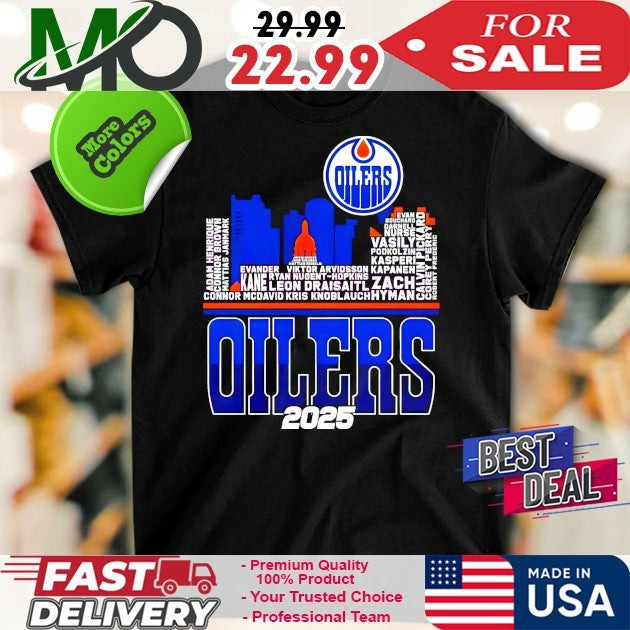 Edmonton Oilers Skyline Players Name And City 2025 Shirt