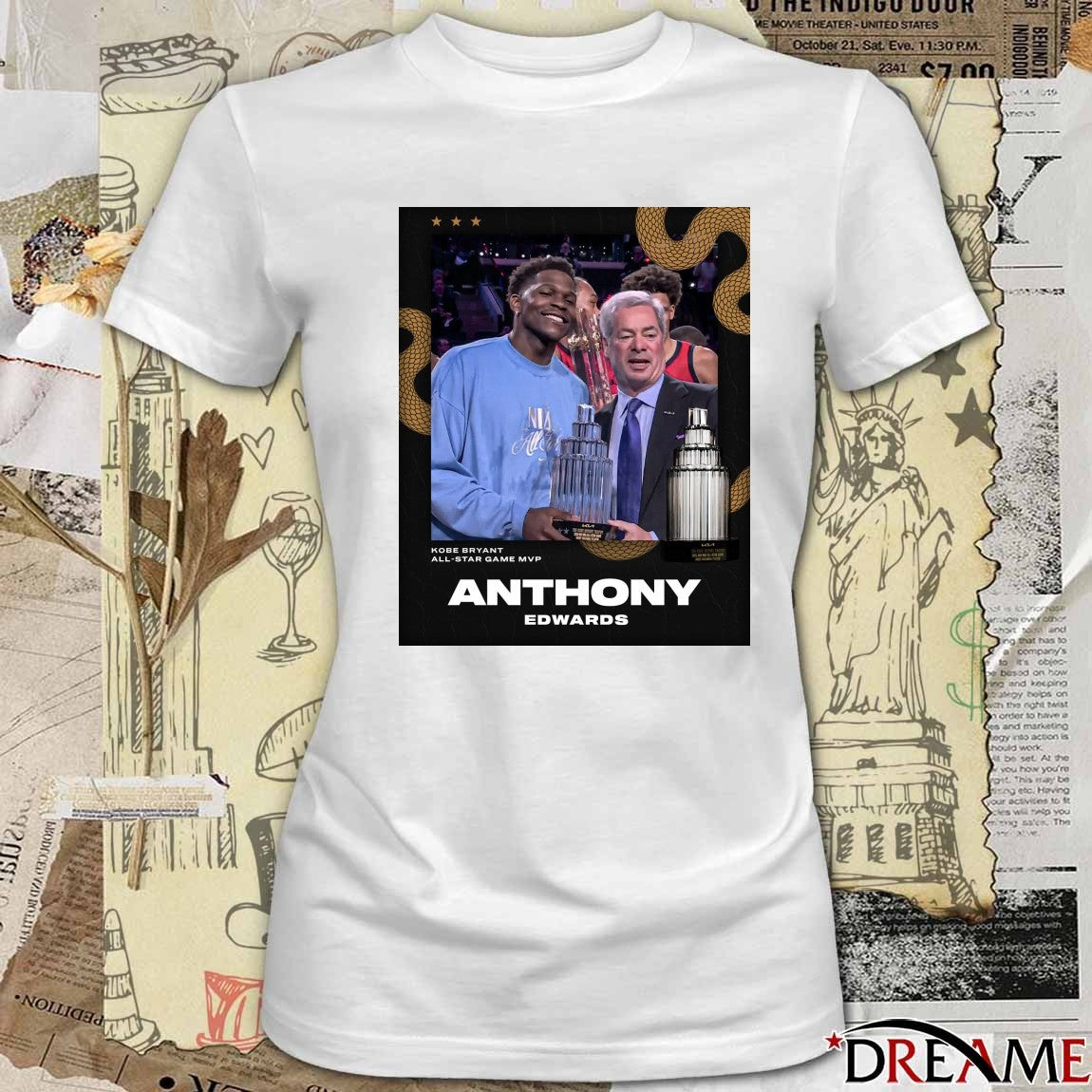 Edwards wins the Kobe Bryant trophy as the All-Star Game MVP t-shirt