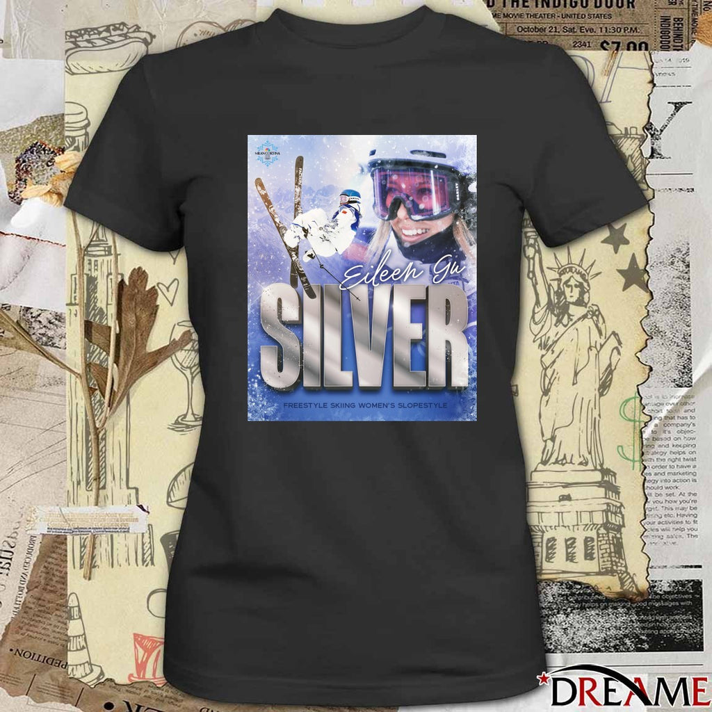 Eileen Gu Silver Freestyle Skiing Women’s Slopestyle Poster t-shirt