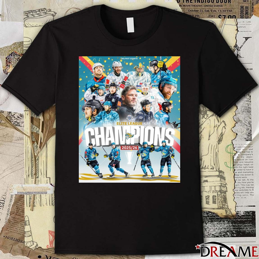 Elite Ice Hockey League Belfast Giants Champions 2025 – 2026 Poster t-shirt
