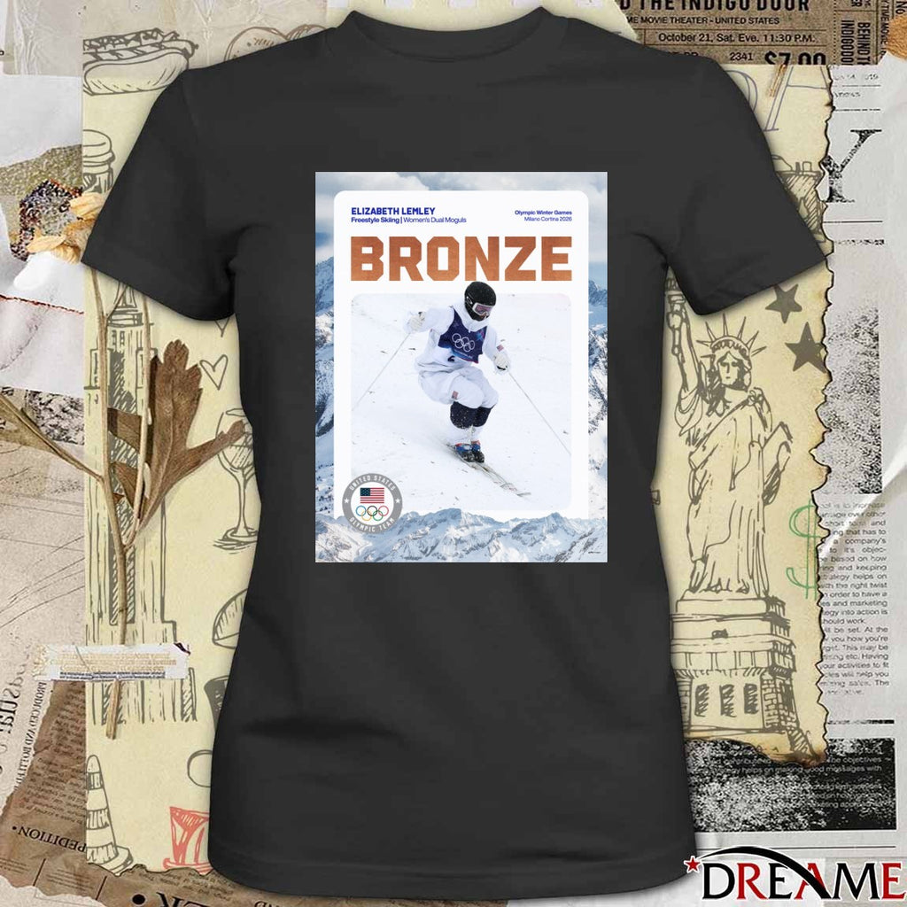 Elizabeth Lemley Earns Bronze In The First-ever Winter Olympics Dual Moguls Competition t-shirt