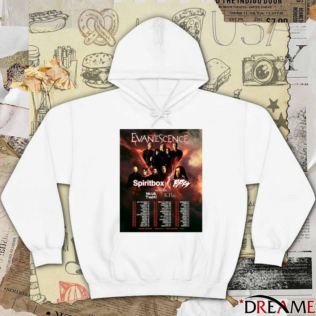 Evanescence special guests Spiritbox, Nova Twins, and K.Flay June 11 to October 26 2026 Poster t-shirt