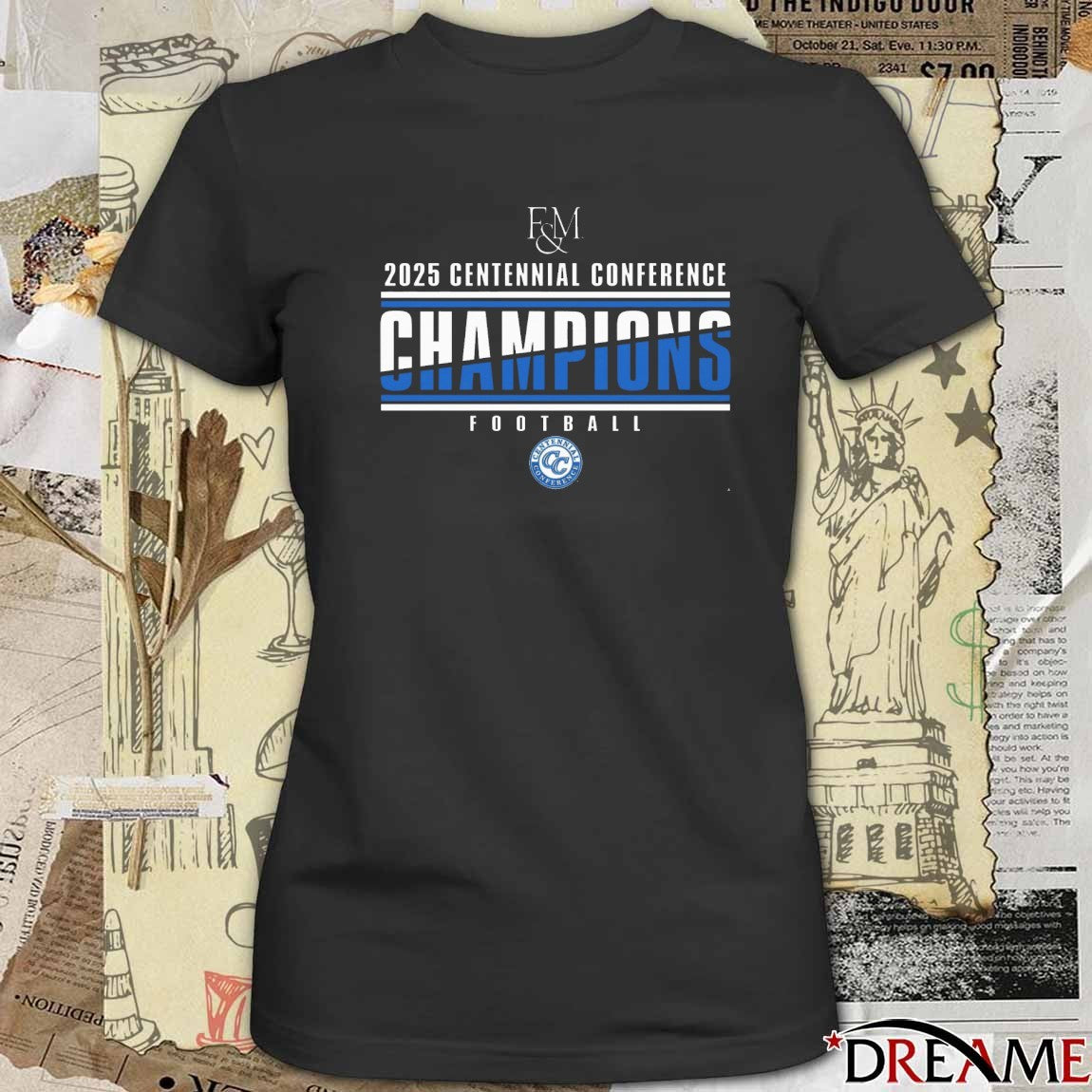 F&M 2025 Centennial Conference Champions Football t-shirt