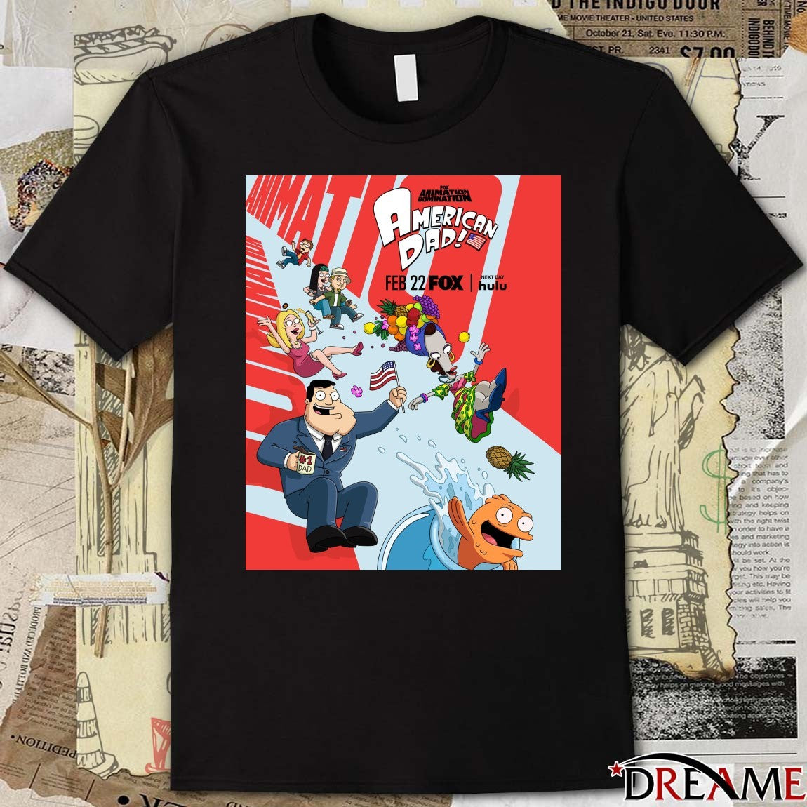 FOX Animation Domination American Dad February 22 2026 Next Day Hulu Poster t-shirt